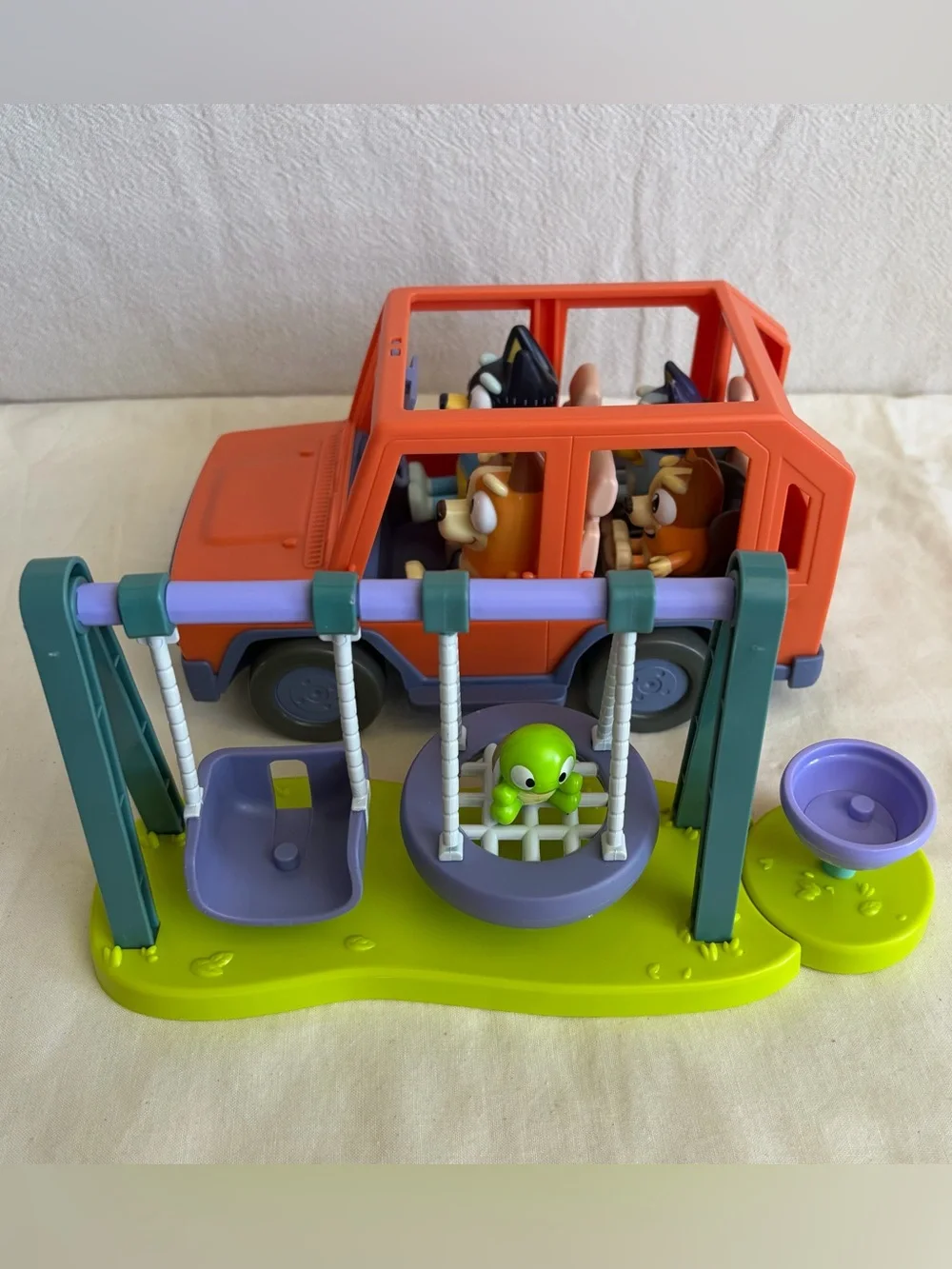 Bluey Turtleboy Complete Playset Playground/park & Heeler Family and 4WD Car